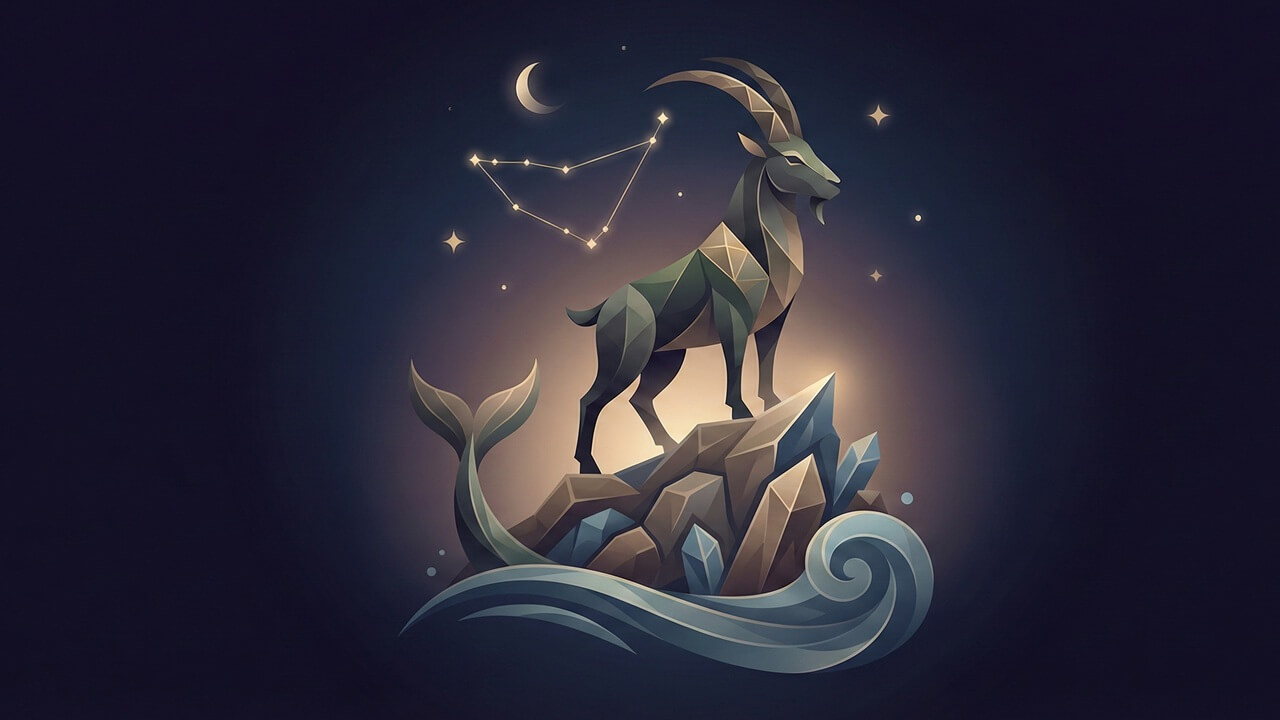 Yıldızlı bir gece ve takımyıldızı önündeki oğlak, oğlak burcunun anlaştığı burçlar ile yakaladığı dengeyi gösterir.